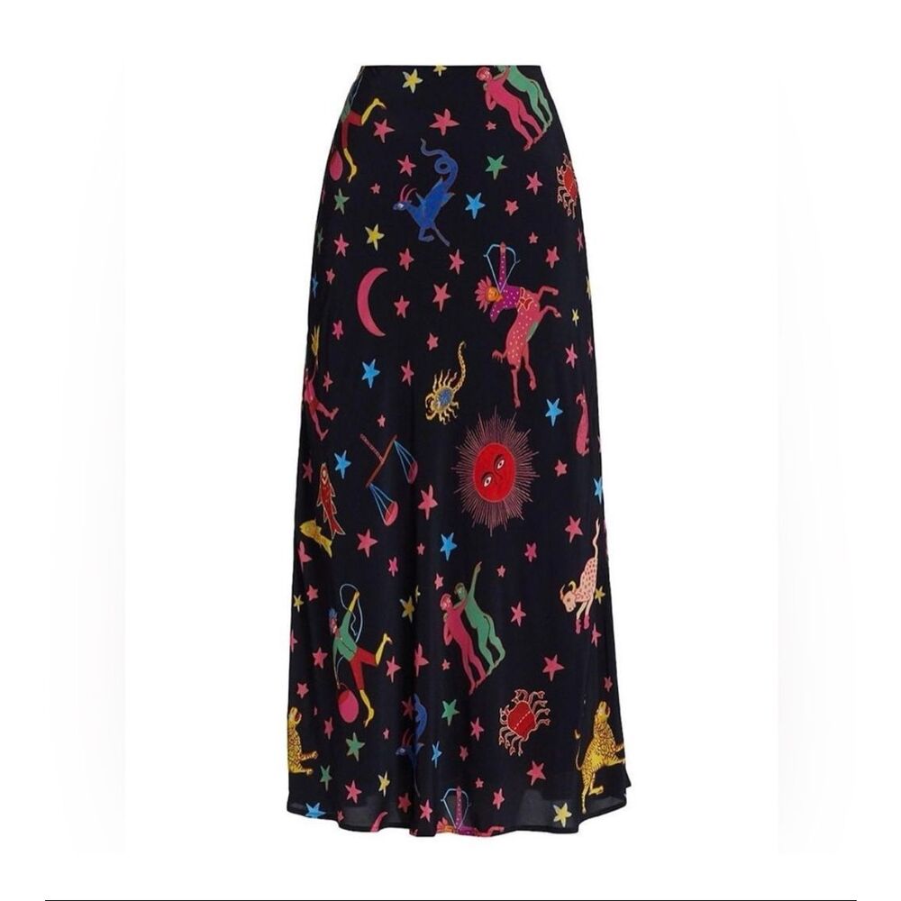 Rhode Skirt Tommy Midi in Zodiac Signs Black Size 4